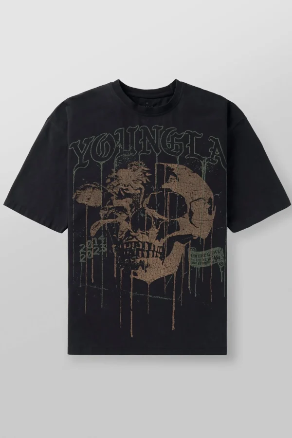 Youngla Shirts<4116-Floral Skull Tees