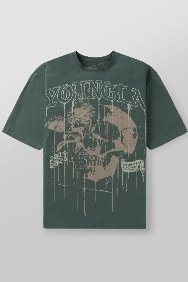 Youngla Shirts<4116-Floral Skull Tees