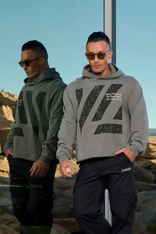 Youngla Outerwear<568-Icon Washed Hoodies