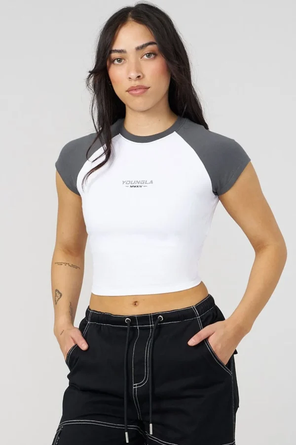 Youngla Tops<W441 Raglan Baby Tee