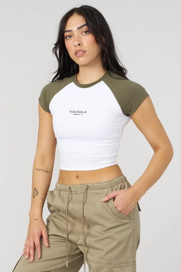 Youngla Tops<W441 Raglan Baby Tee