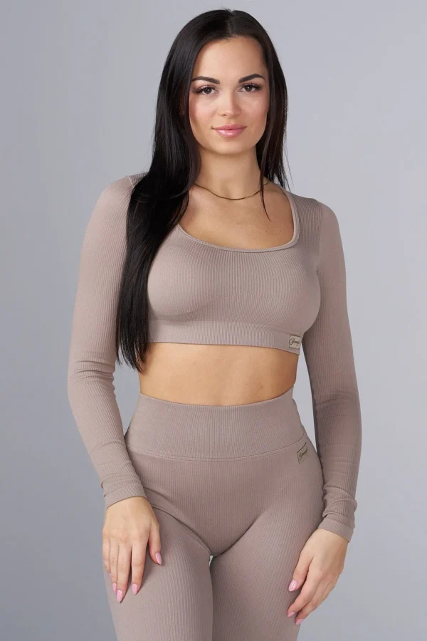 Youngla Tops<W449 Ribbed Seamless Longsleeve Crop