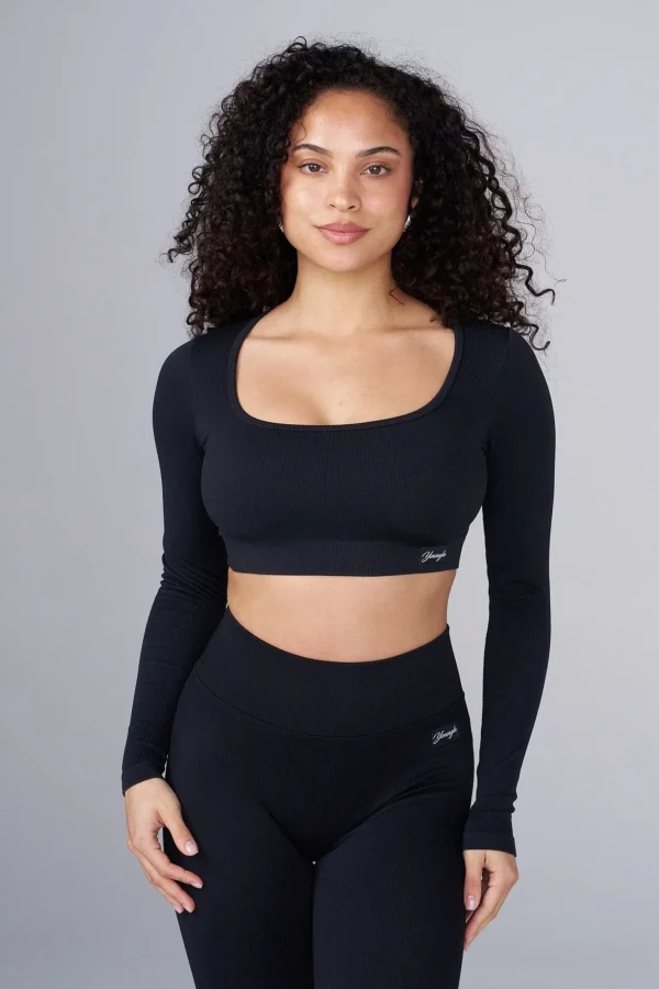Youngla Tops<W449 Ribbed Seamless Longsleeve Crop