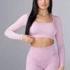 Youngla Tops<W449 Ribbed Seamless Longsleeve Crop