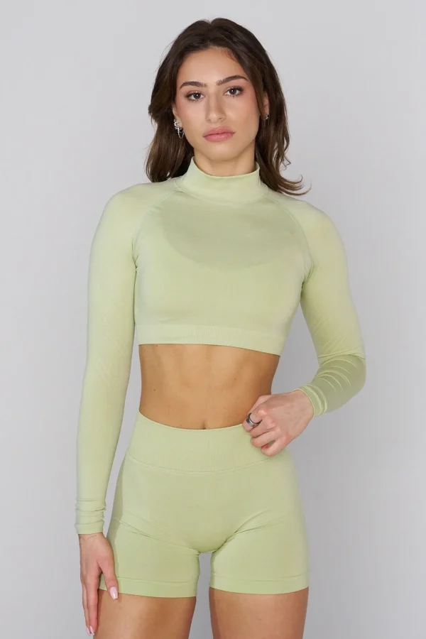 Youngla Tops<W445 Seamless Curve Longsleeve Crop