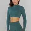 Youngla Tops<W445 Seamless Curve Longsleeve Crop