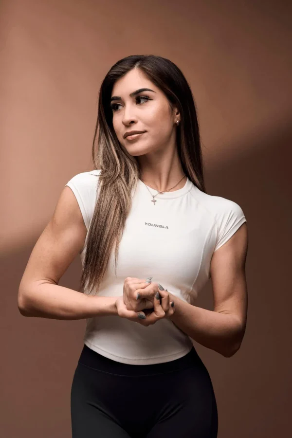 Youngla Tops<W439-Compression Cap Sleeve Tee