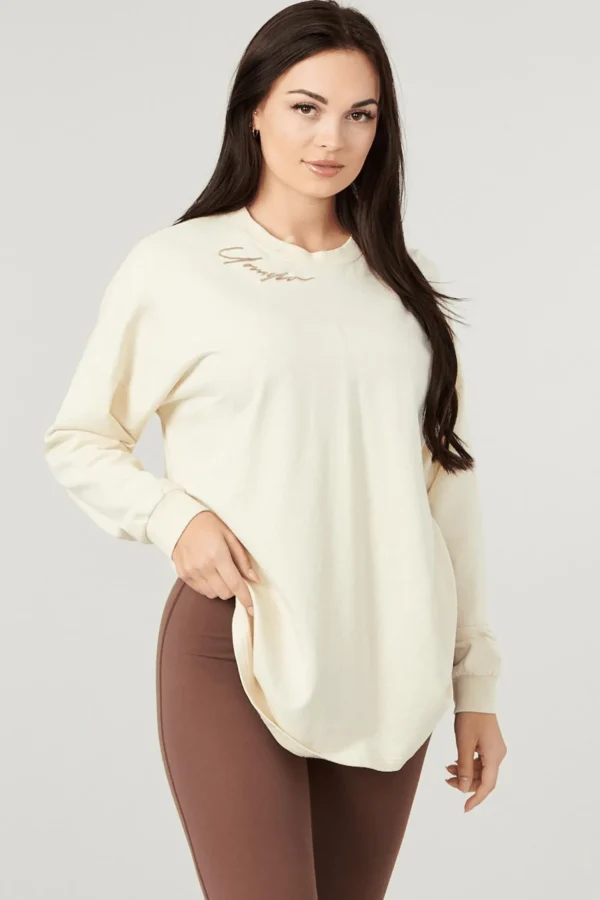 Youngla Tops<W432-Emblem Long Sleeve Tee