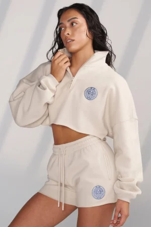 Youngla Outerwear<W525-Teddy Crop Quarter Zip