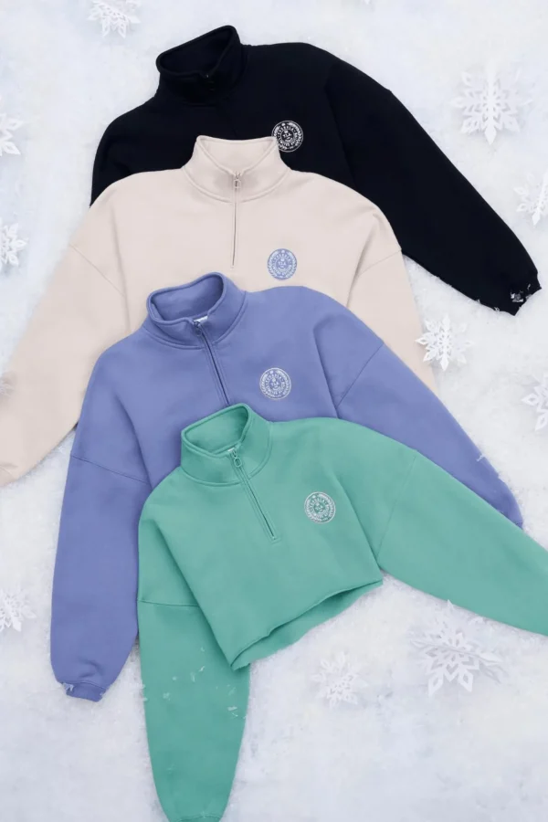 Youngla Outerwear<W525-Teddy Crop Quarter Zip