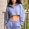 Youngla Outerwear<W525-Teddy Crop Quarter Zip