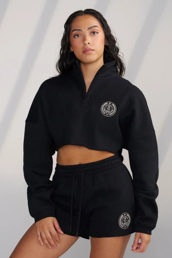 Youngla Outerwear<W525-Teddy Crop Quarter Zip