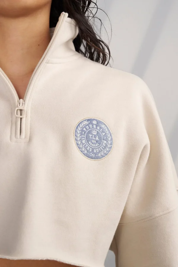 Youngla Outerwear<W525-Teddy Crop Quarter Zip